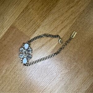 Baublebar gold tone crystal rhinestone flower charm dainty bracelet